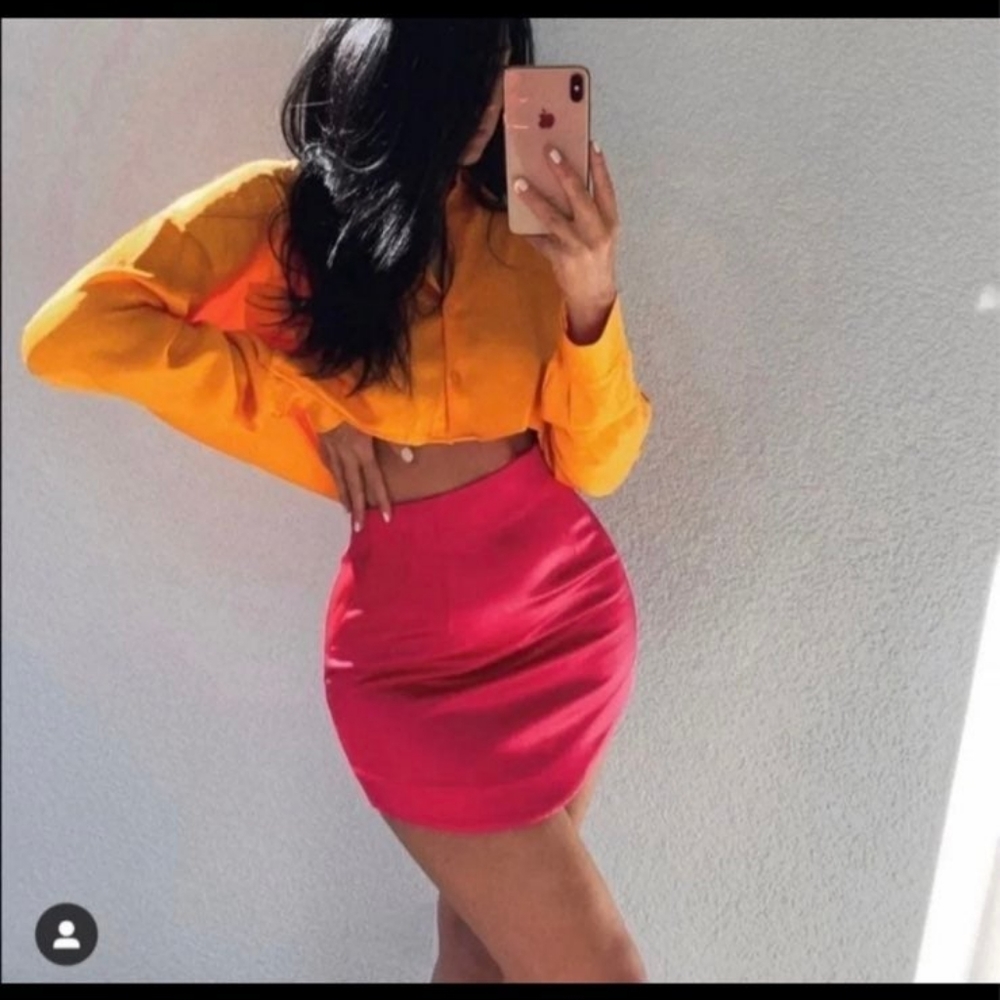 Pink Satin Zara Skirt